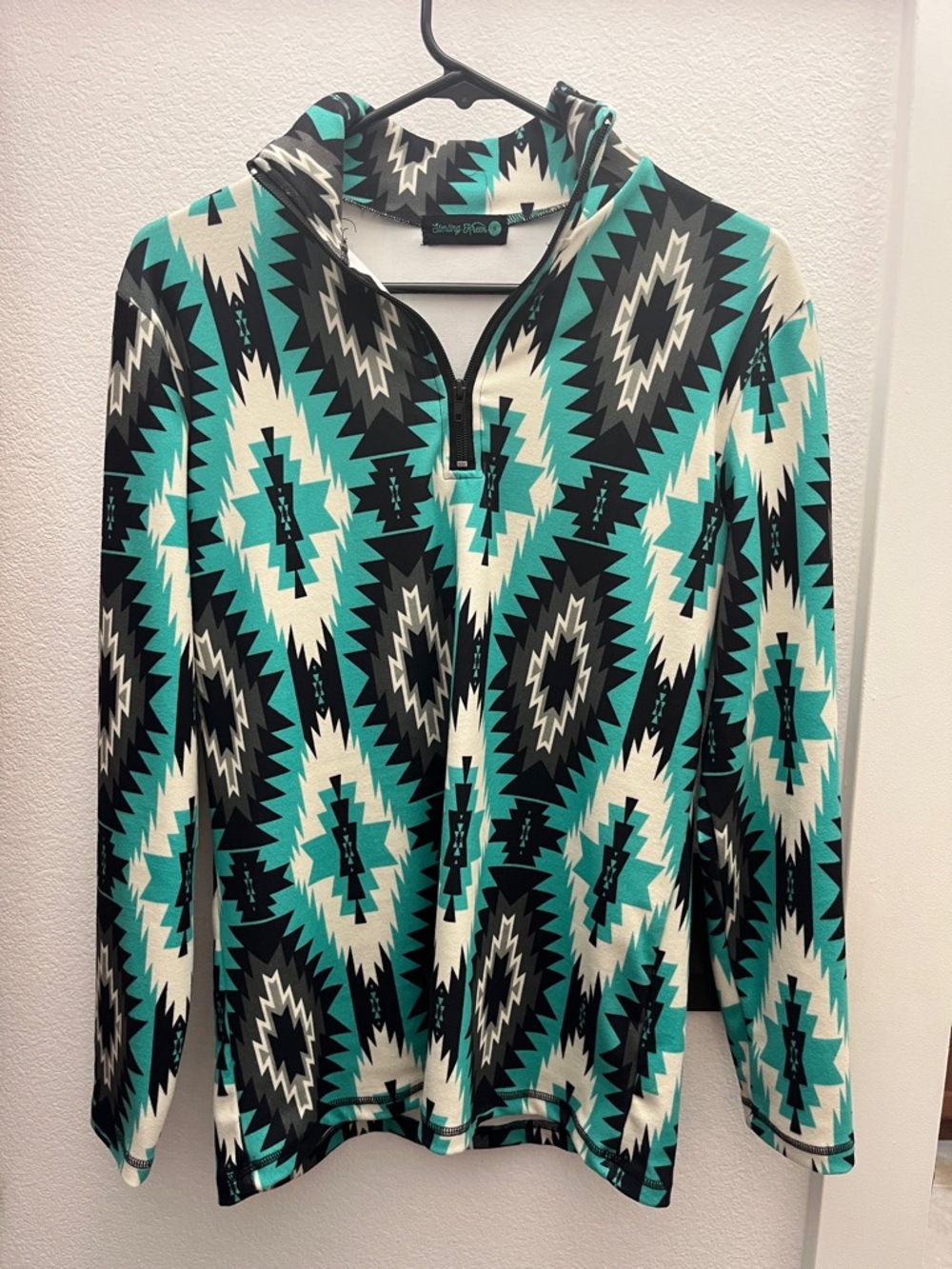 Turquoise Aztec Quarter-Zip Pullover by Simply Southern